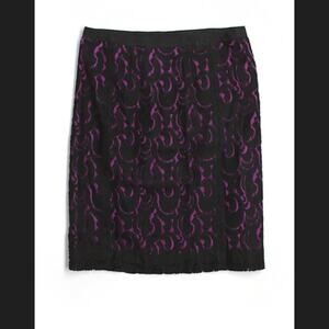 DKNY purple and black lace overlay pencil skirt, 8